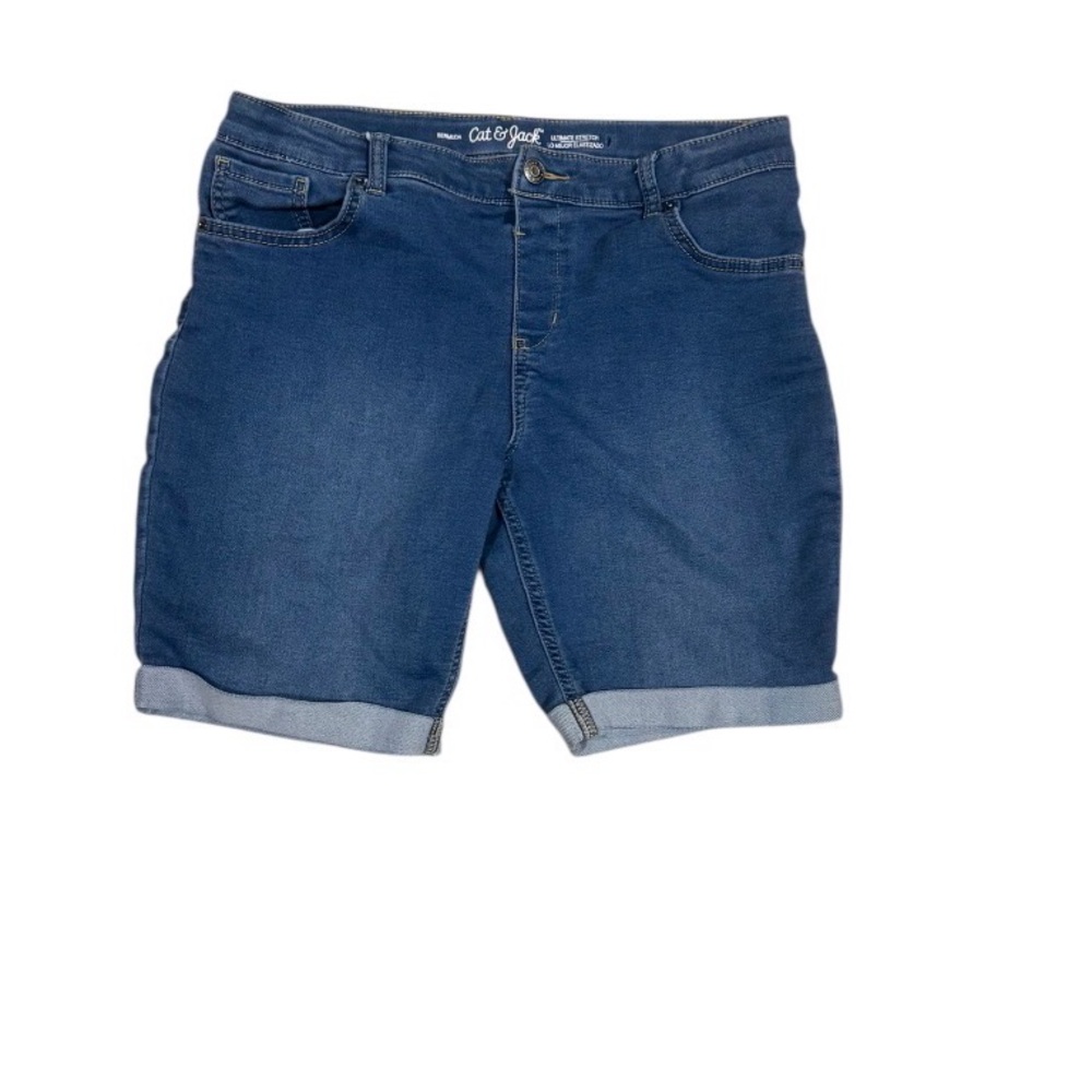 Cat & Jack Dark Blue Bermuda Jean Shorts Sz 14/16 EUC - Picture 2 of 4